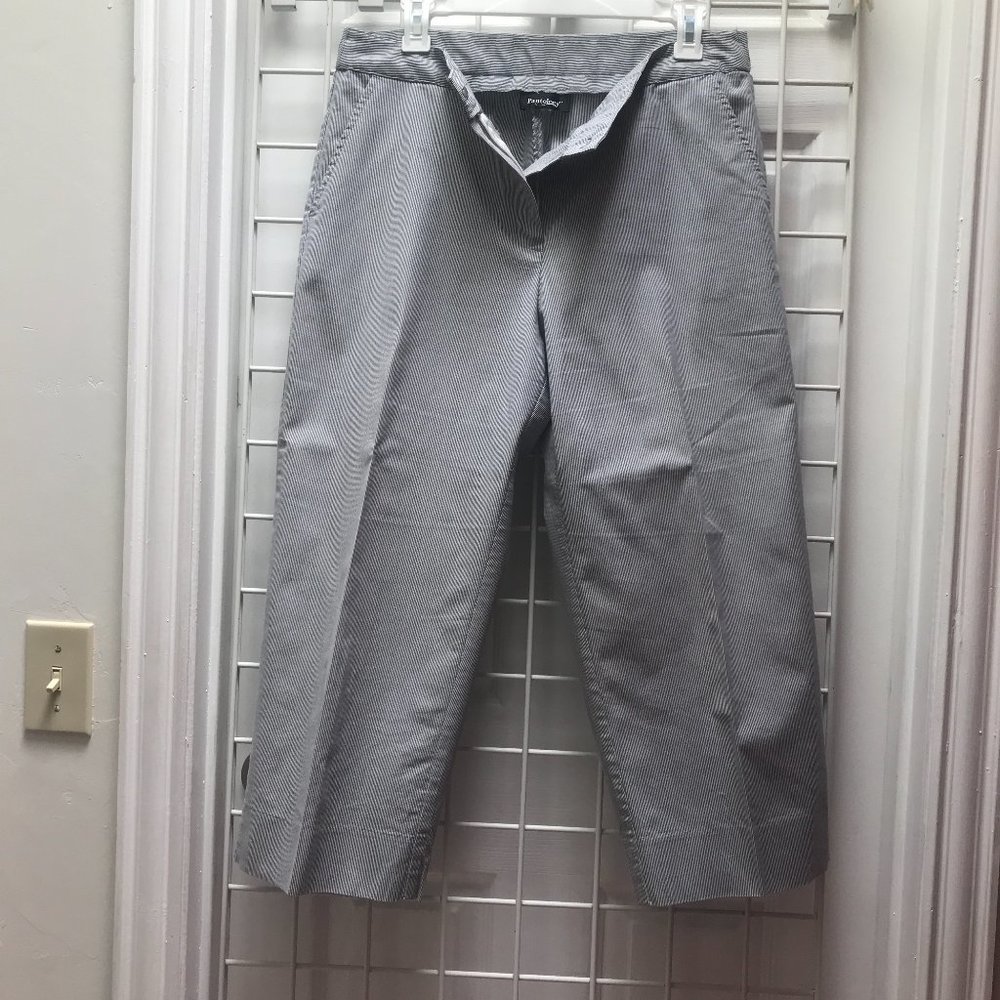 Pantology Crop Capri Trousers Pin Stripe